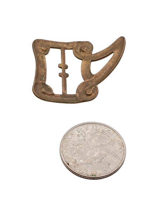 Vintage Brass Belt Buckle With Intricate Scroll Design Small Size Ornate Accent